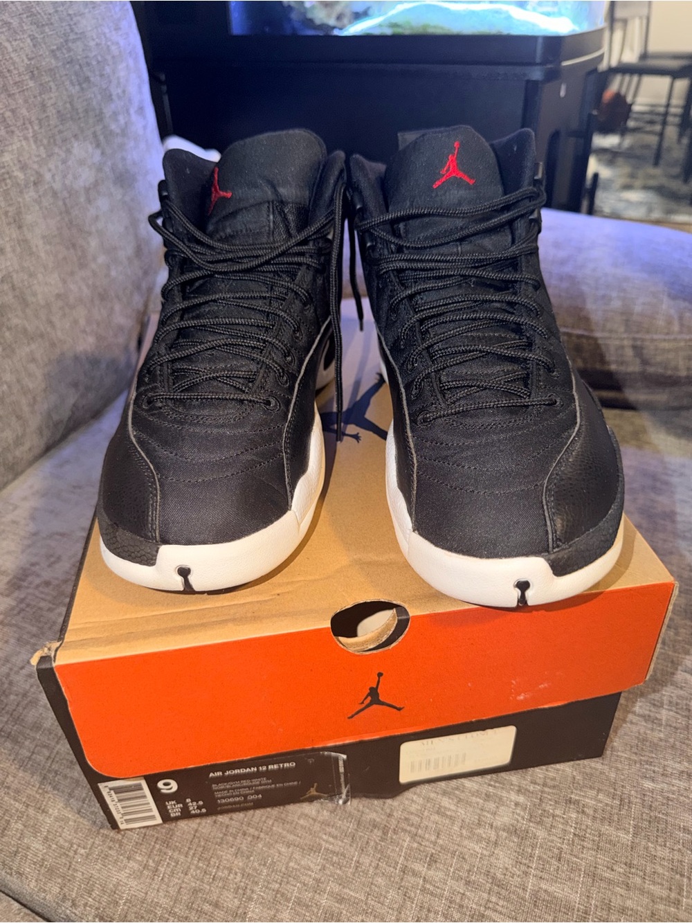 Air Jordan 12 Retro Nylon Black Gym Red White 2016 Men’s Size 9 w/ Box